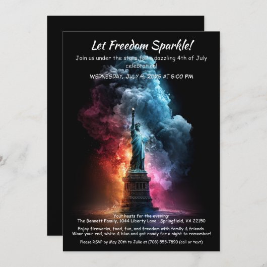 4th of July Invitation – Statue of Liberty  招待状 (正面/裏面)