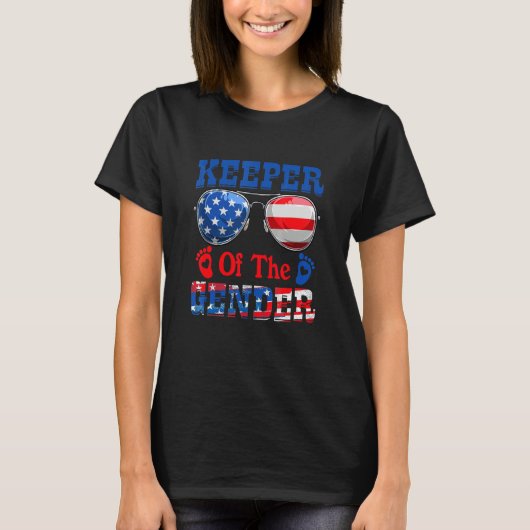 4th Of July Keeper Of The Gender Baby Gender Revea Tシャツ (正面)