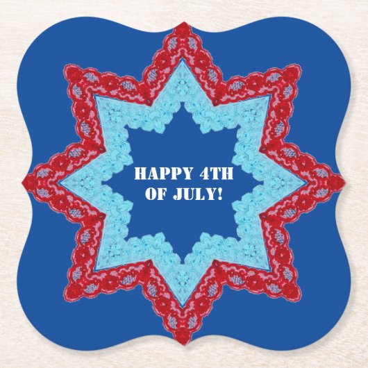 4th of July Lace Red White Blue    ペーパーコースター (正面)