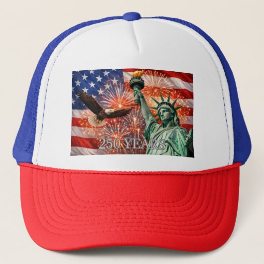 4th of July Liberty Eagle Fireworks USA 250th キャップ (正面)