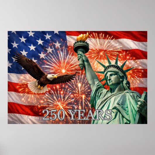 4th of July Liberty Eagle Fireworks USA 250th ポスター (正面)