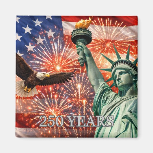 4th of July Liberty Eagle Fireworks USA 250th マグネット (正面)