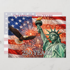 4th of July Liberty Eagle Fireworks USA 250th 招待状