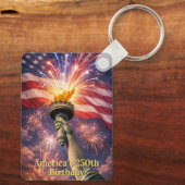 4th of July Liberty Torch Fireworks USA 250th キーホルダー (裏面)