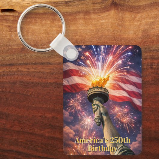 4th of July Liberty Torch Fireworks USA 250th キーホルダー (正面)