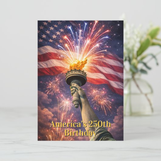 4th of July Liberty Torch Fireworks USA 250th 招待状 (スタンド正面)