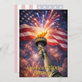 4th of July Liberty Torch Fireworks USA 250th 招待状