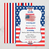 4th+of+july+little+firecracker+birthday 招待状 (正面/裏面)
