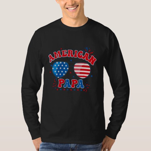 4th Of July Men Papa Kid American Dad Patriotic F Tシャツ (正面)