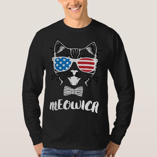4th of July Meowica Kitty Cat Plus Size Graphic Tシャツ (正面)