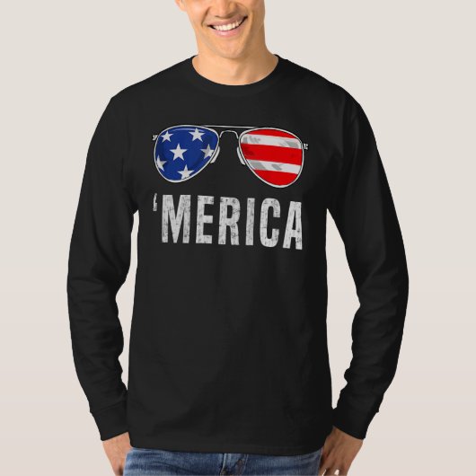 4th Of July Merica American Flag Sunglasses Boys G Tシャツ (正面)
