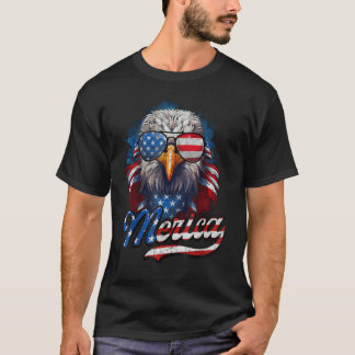 4th of July Merica Eagle USA Flag American Indepen Tシャツ