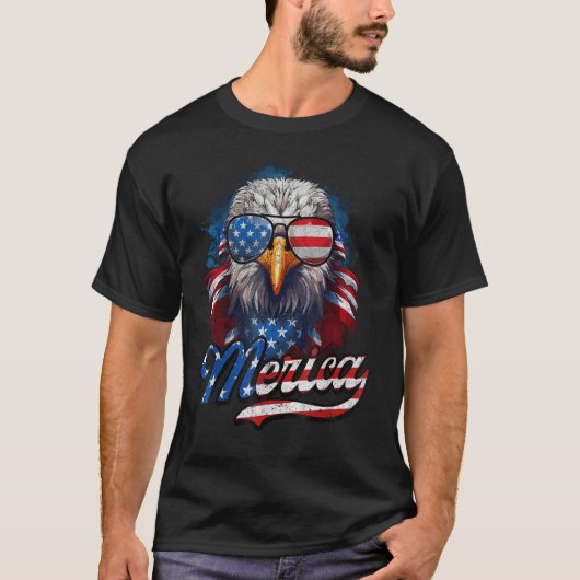 4th of July Merica Eagle USA Flag American Indepen Tシャツ (正面)