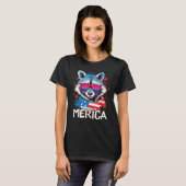 4th Of July Merica Raccoon Bisexual Sunglasses Fla Tシャツ (正面フル)