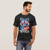 4th Of July Merica Raccoon Gender Fluid Sunglasse Tシャツ (正面フル)