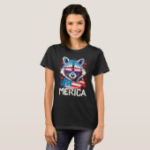 4th Of July Merica  Raccoon Gender Fluid Sunglasse Tシャツ (正面フル)