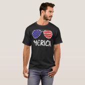 4th Of July MERICA Sunglasses All America USA Flag Tシャツ (正面フル)