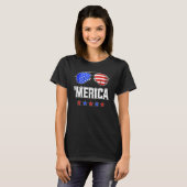 4th Of July MERICA Sunglasses All America USA Flag Tシャツ (正面フル)