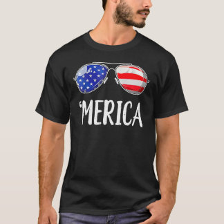 4th Of July MERICA Sunglasses All America USA Flag Tシャツ