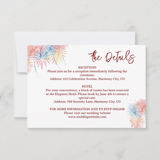 4th of July  minimalist Details Enclosure Card 出欠カード (正面)