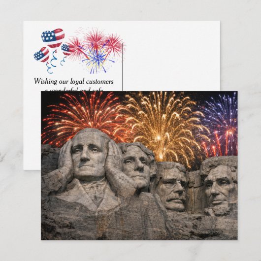 4th of July Mount Rushmore Humor with Fireworks ポストカード (正面/裏面)