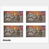 4th of July Mount Rushmore Humor with Fireworks 長方形シール (シート)