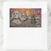 4th of July Mount Rushmore Humor with Fireworks 長方形シール (バッグ)