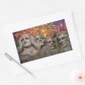 4th of July Mount Rushmore Humor with Fireworks 長方形シール (封筒)
