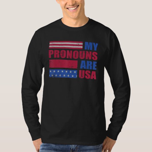4th of July My Pronouns Are USA Flag George Washin Tシャツ (正面)