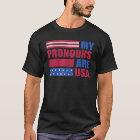 4th of July My Pronouns Are USA Flag George Washin Tシャツ (正面)
