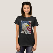 4th of July Painting Bald Eagle American Flag USA Tシャツ (正面フル)