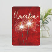 4th of July Party用スパークラー（赤） 招待状 (スタンド正面)