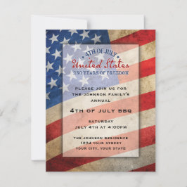 4th of July Party Invitation USA 250 Years シーズンカード
