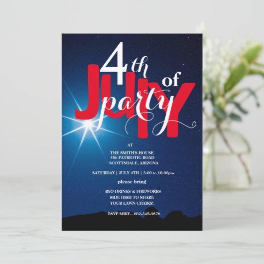 4th of July Party Stars & Fireworks  Invitations 招待状 (スタンド正面)