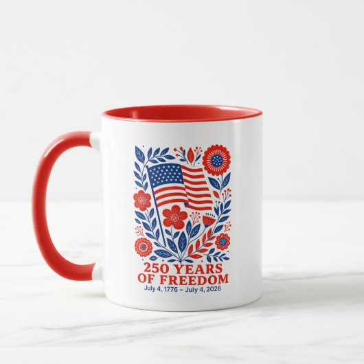 4th of July Patriotic 250th Anniversary 250 Years  マグカップ (左)