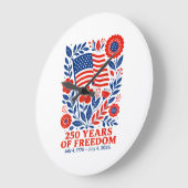 4th of July Patriotic 250th Anniversary 250 Years  ラージ壁時計 (傾斜)