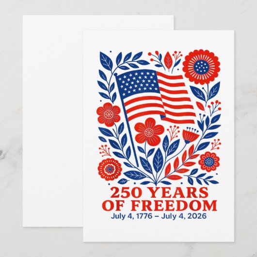 4th of July Patriotic 250th Anniversary 250 Years 招待状 (正面/裏面)
