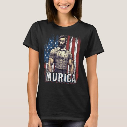 4th of July Patriotic  Abraham Lincoln Graphic Jul Tシャツ (正面)