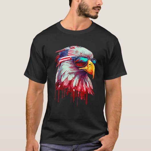 4th Of July Patriotic Bald Eagle Cool Sunglasses Tシャツ (正面)