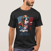 4th Of July Patriotic Basset Hound Dog Merica Tシャツ (正面)