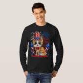 4th of July Patriotic Cat  American Flag Meowica C Tシャツ (正面フル)