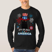 4th Of July Patriotic Day Black Cat Independence D Tシャツ (正面)
