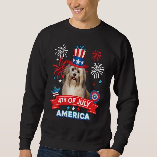 4th Of July Patriotic Day Havanese Dog Independenc スウェットシャツ (正面)
