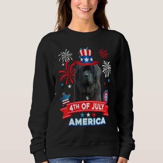 4th Of July Patriotic Day Newfoundland Dog Indepen スウェットシャツ (正面)