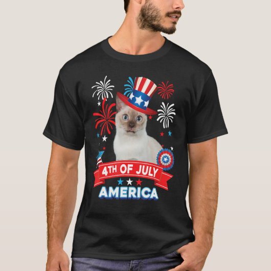 4th Of July Patriotic Day Tonkinese Cat Independen Tシャツ (正面)