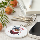 4th of July Patriotic Funny Eagle USA キーホルダー (正面右)