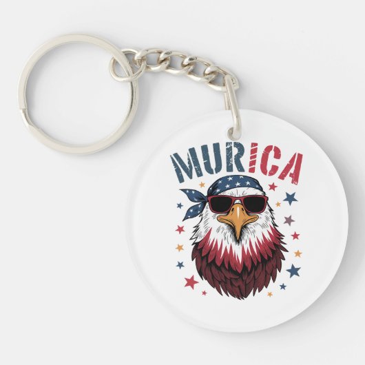 4th of July Patriotic Funny Eagle USA キーホルダー (正面)