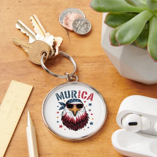 4th of July Patriotic Funny Eagle USA キーホルダー (デスク)