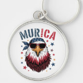 4th of July Patriotic Funny Eagle USA キーホルダー (正面)