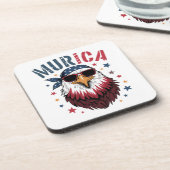 4th of July Patriotic Funny Eagle USA コースター (左側)